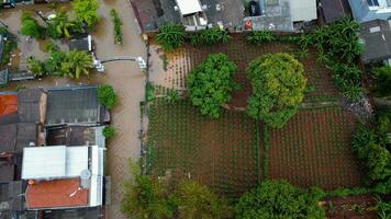 Aerial POV view Depiction of flooding. devastation wrought after massive natural disasters. photo