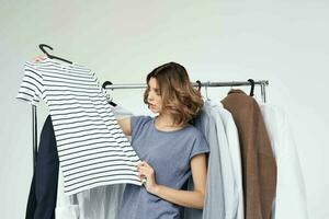 woman clothes hanger shopping isolated background photo