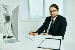 businessman documents in hand communication by phone Lifestyle photo