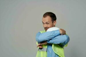 man reflective vest engineer Working profession photo