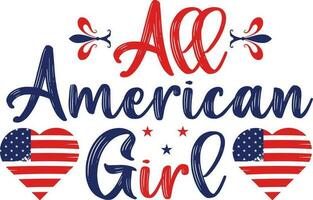 All American Girl T-shirt Design vector