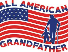 All American Grandfather T-shirt Design vector