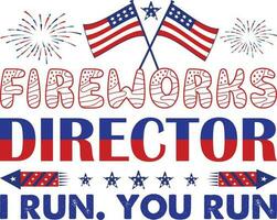 Fireworks Director I Run. You Run T-shirt Design vector