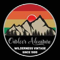 Outdoor Adventure Wilderness Vintage Singe 1995 T-shirt Design vector