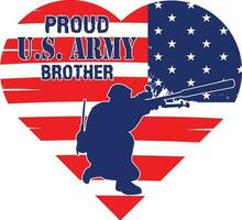 Proud U.S. Army Brother  T-shirt Design vector