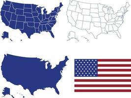 United States of America Map, Flag Vector illustration