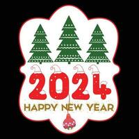 2024 Happy New Year Christmas T-shirt Design vector
