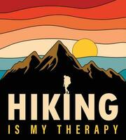 Hiking is my Therapy T-shirt Design vector