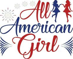 All American Girl T-shirt Design vector