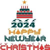 2024 Happy New Year Christmas T-shirt Design vector