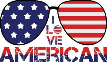 I Love American T-shirt Design vector