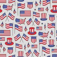 hand drawn us flag seamless pattern on grey background vector