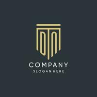 DN monogram with modern and luxury shield shape design style vector