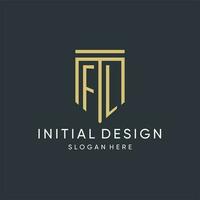 FL monogram with modern and luxury shield shape design style vector