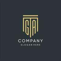 GA monogram with modern and luxury shield shape design style vector