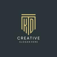 KD monogram with modern and luxury shield shape design style vector