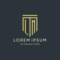 LM monogram with modern and luxury shield shape design style vector