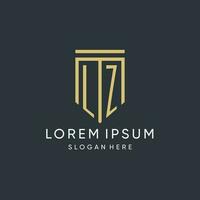 LZ monogram with modern and luxury shield shape design style vector