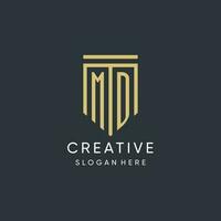MD monogram with modern and luxury shield shape design style vector