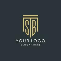 SB monogram with modern and luxury shield shape design style vector