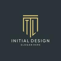 TL monogram with modern and luxury shield shape design style vector