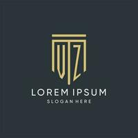 VZ monogram with modern and luxury shield shape design style vector