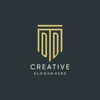 DD monogram with modern and luxury shield shape design style vector
