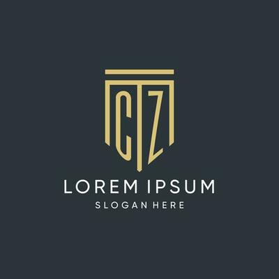 CZ monogram with modern and luxury shield shape design style