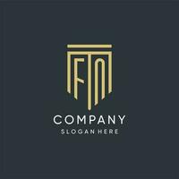 FN monogram with modern and luxury shield shape design style vector