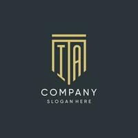 IA monogram with modern and luxury shield shape design style vector