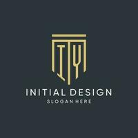 IY monogram with modern and luxury shield shape design style vector