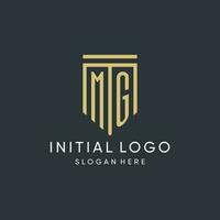MG monogram with modern and luxury shield shape design style vector