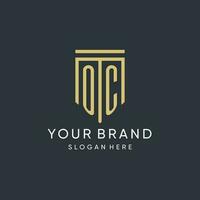 OC monogram with modern and luxury shield shape design style vector