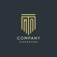 MN monogram with modern and luxury shield shape design style vector