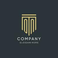 ON monogram with modern and luxury shield shape design style vector