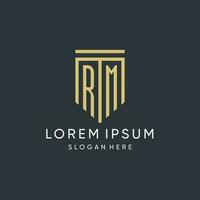 RM monogram with modern and luxury shield shape design style vector