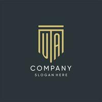 UA monogram with modern and luxury shield shape design style vector