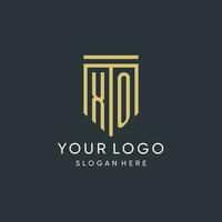 XO monogram with modern and luxury shield shape design style vector