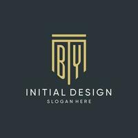 BY monogram with modern and luxury shield shape design style vector