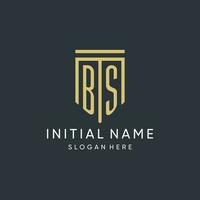 BS monogram with modern and luxury shield shape design style vector
