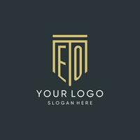 EO monogram with modern and luxury shield shape design style vector