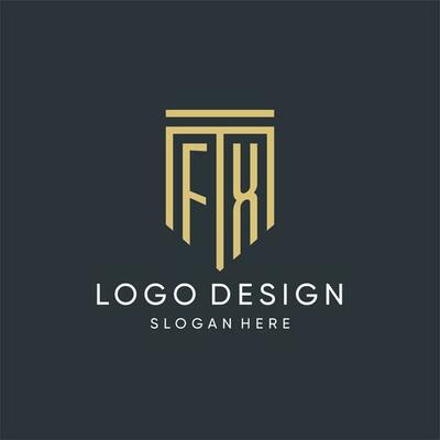 FX monogram with modern and luxury shield shape design style