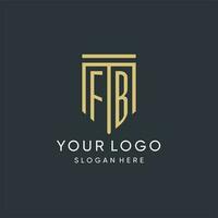 FB monogram with modern and luxury shield shape design style vector