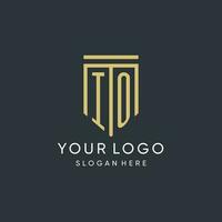 IO monogram with modern and luxury shield shape design style vector