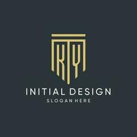 KY monogram with modern and luxury shield shape design style vector