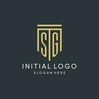 SG monogram with modern and luxury shield shape design style vector