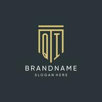 QI monogram with modern and luxury shield shape design style vector