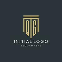 QG monogram with modern and luxury shield shape design style vector