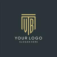 VB monogram with modern and luxury shield shape design style vector