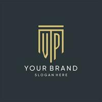 VP monogram with modern and luxury shield shape design style vector